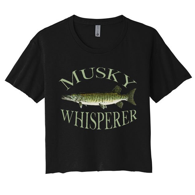 Musky Muskellunge Fish Illustration Art Fishing Angler Gear Crop Top