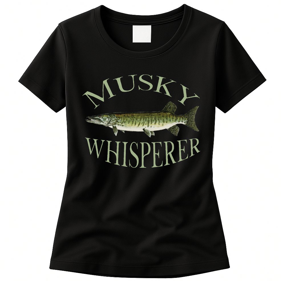 Musky Muskellunge Fish Illustration Art Fishing Angler Gear Womens T-Shirt