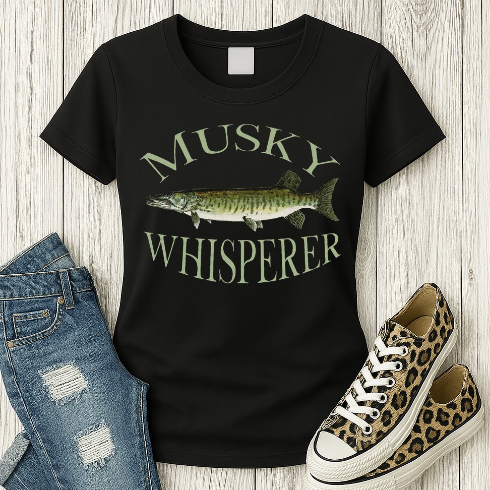 Musky Muskellunge Fish Illustration Art Fishing Angler Gear Womens T-Shirt