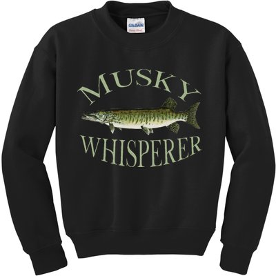 Musky Muskellunge Fish Illustration Art Fishing Angler Gear Kids Sweatshirt