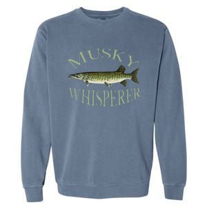 Musky Muskellunge Fish Illustration Art Fishing Angler Gear Garment-Dyed Sweatshirt