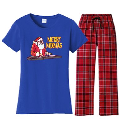 Merry Mixmas Funny Santa Claus Disc Jockey Christmas Music Gift Women's Flannel Pajama Set