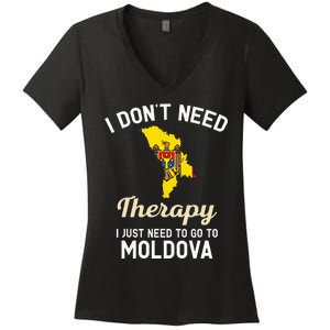 Moldova Moldovan Flag Map Travel Gifts Women's V-Neck T-Shirt