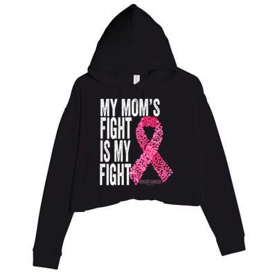 My Mom's Fight Is My Fight Breast Cancer Awareness Funny Gift Meaningful Gift Crop Fleece Hoodie