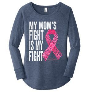 My Mom's Fight Is My Fight Breast Cancer Awareness Funny Gift Meaningful Gift Women's Perfect Tri Tunic Long Sleeve Shirt