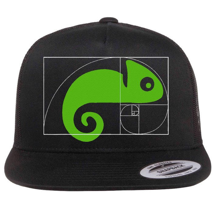 Math Mathematics Fibonacci Sequence Chameleon Golden Ratio Flat Bill Trucker Hat
