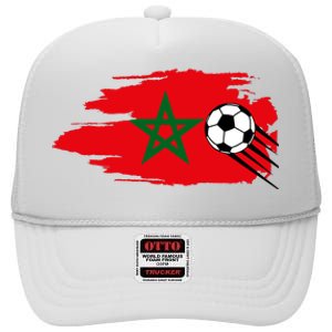 Morocco Moroccan Flag Soccer Football Lover High Crown Mesh Back Trucker Hat