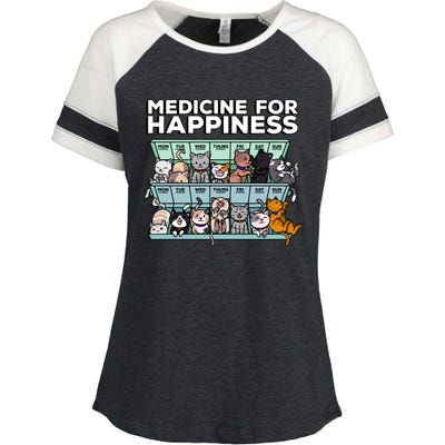 My Medicine For Happiness Called Cats Every Day Kitten Cat Enza Ladies Jersey Colorblock Tee