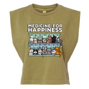 My Medicine For Happiness Called Cats Every Day Kitten Cat Garment-Dyed Women's Muscle Tee