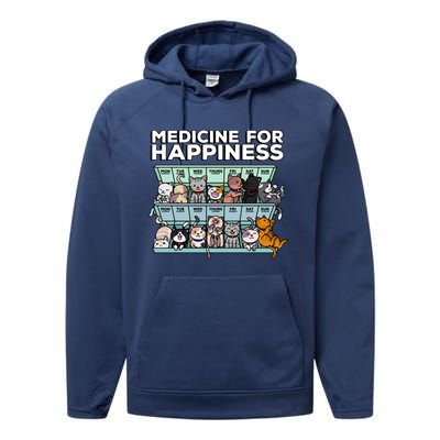 My Medicine For Happiness Called Cats Every Day Kitten Cat Performance Fleece Hoodie