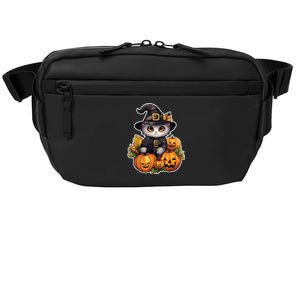 Moonlit Mischief Feline Sorcery Amidst Pumpkins Crossbody Pack