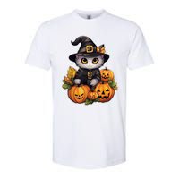 Moonlit Mischief Feline Sorcery Amidst Pumpkins Softstyle CVC T-Shirt