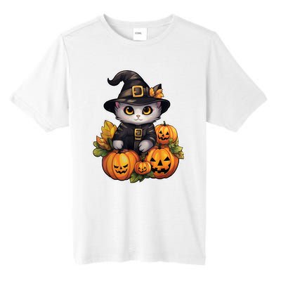 Moonlit Mischief Feline Sorcery Amidst Pumpkins Tall Fusion ChromaSoft Performance T-Shirt