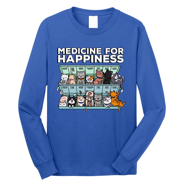 My Medicine For Happiness Called Cats Every Day Kitten Cat Long Sleeve Shirt