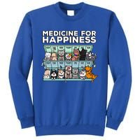 My Medicine For Happiness Called Cats Every Day Kitten Cat Tall Sweatshirt