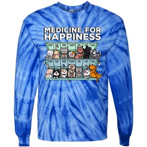 My Medicine For Happiness Called Cats Every Day Kitten Cat Tie-Dye Long Sleeve Shirt