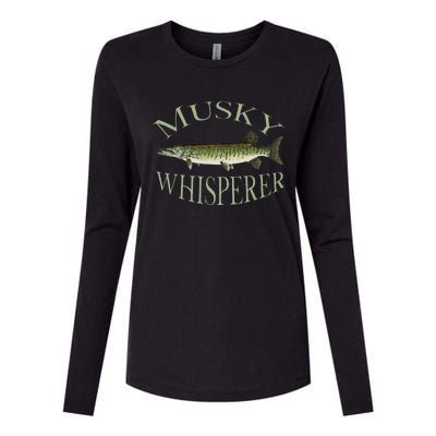 Musky Muskellunge Fish Illustration Art Fishing Angler Gear  Womens Cotton Relaxed Long Sleeve T-Shirt