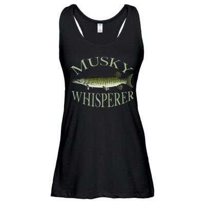 Musky Muskellunge Fish Illustration Art Fishing Angler Gear  Ladies Essential Flowy Tank