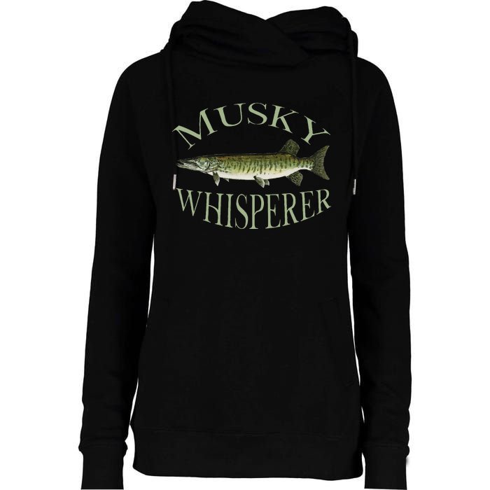 Musky Muskellunge Fish Illustration Art Fishing Angler Gear  Womens Funnel Neck Pullover Hood