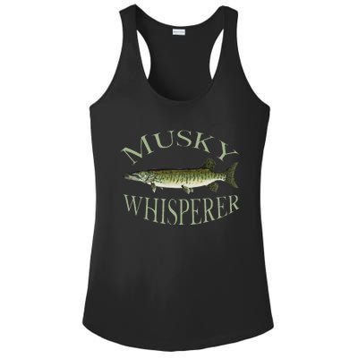 Musky Muskellunge Fish Illustration Art Fishing Angler Gear  Ladies PosiCharge Competitor Racerback Tank