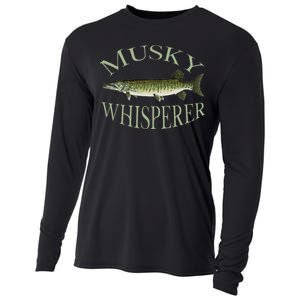 Musky Muskellunge Fish Illustration Art Fishing Angler Gear  Cooling Performance Long Sleeve Crew