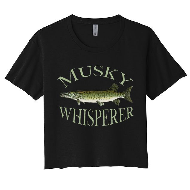 Musky Muskellunge Fish Illustration Art Fishing Angler Gear  Crop Top
