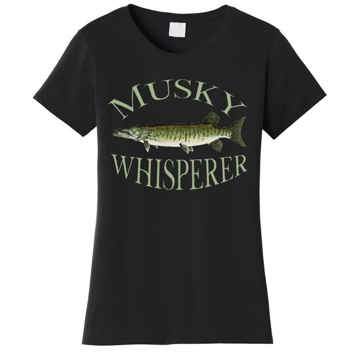 Musky Muskellunge Fish Illustration Art Fishing Angler Gear  Women's T-Shirt