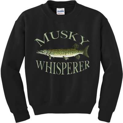 Musky Muskellunge Fish Illustration Art Fishing Angler Gear  Kids Sweatshirt