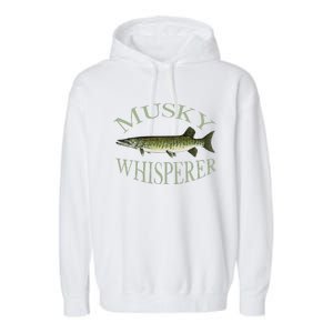 Musky Muskellunge Fish Illustration Art Fishing Angler Gear  Garment-Dyed Fleece Hoodie