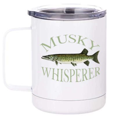 Musky Muskellunge Fish Illustration Art Fishing Angler Gear  12 oz Stainless Steel Tumbler Cup