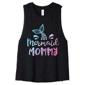 Mermaid Mommy Funny Women Mom Mama Family Matching Birthday Women's Racerback Cropped Tank