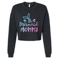 Mermaid Mommy Funny Women Mom Mama Family Matching Birthday Cropped Pullover Crew