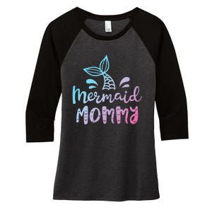 Mermaid Mommy Funny Women Mom Mama Family Matching Birthday Women's Tri-Blend 3/4-Sleeve Raglan Shirt