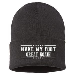 Make My Foot Great Again Funny Trump Injury Recovery Sustainable Knit Beanie