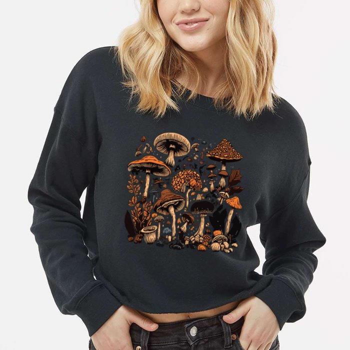 Mushroom Mycology Fungi Foraging Mushroom Whisperer Cropped Pullover Crew