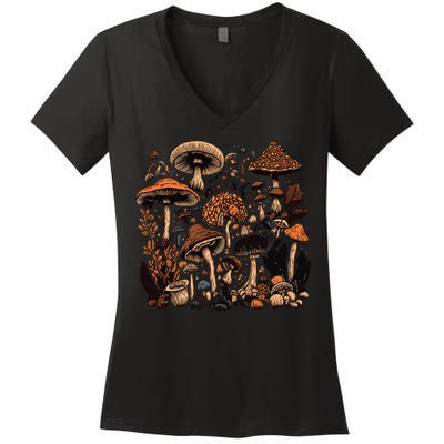 Mushroom Mycology Fungi Foraging Mushroom Whisperer Women's V-Neck T-Shirt