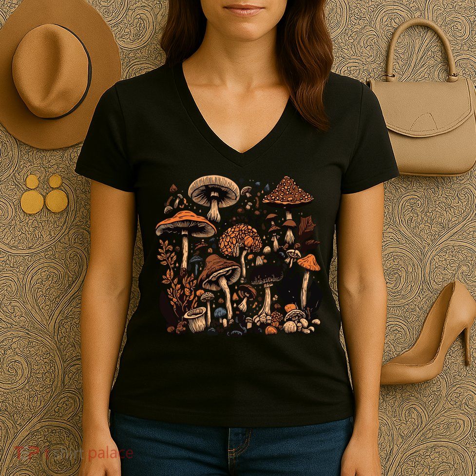 Mushroom Mycology Fungi Foraging Mushroom Whisperer Women's V-Neck T-Shirt