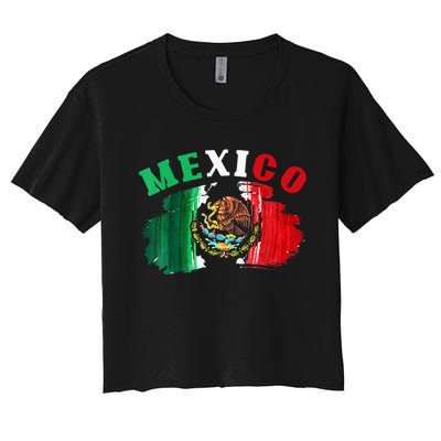 Mexico Mexican Flag Pride Eagle Red Green And White Women's Crop Top Tee