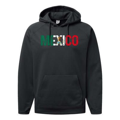 Mexico Mexican Flag Vintage Pride Performance Fleece Hoodie