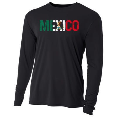 Mexico Mexican Flag Vintage Pride Cooling Performance Long Sleeve Crew