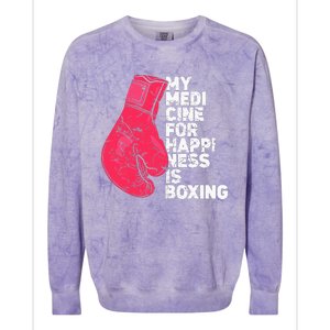 My Medicine For Happiness Combat Sports Boxer Boxing Colorblast Crewneck Sweatshirt