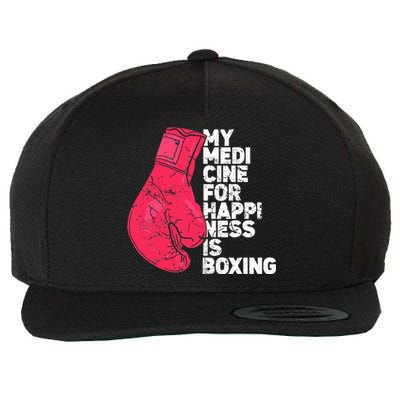 My Medicine For Happiness Combat Sports Boxer Boxing Wool Snapback Cap