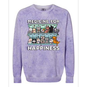 My Medicine For Happiness Called Cats Every Day Kitten Cat Gift Colorblast Crewneck Sweatshirt