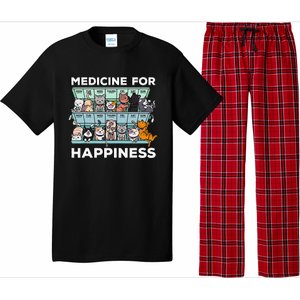 My Medicine For Happiness Called Cats Every Day Kitten Cat Gift Pajama Set