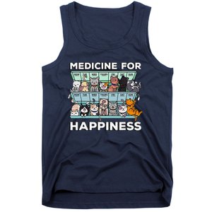 My Medicine For Happiness Called Cats Every Day Kitten Cat Gift Tank Top