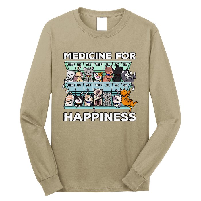 My Medicine For Happiness Called Cats Every Day Kitten Cat Gift Long Sleeve Shirt