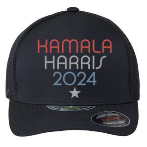 Modern Minimalist Faded Red White Blue Kamala Harris 2024 Flexfit Unipanel Trucker Cap