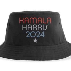 Modern Minimalist Faded Red White Blue Kamala Harris 2024 Sustainable Bucket Hat