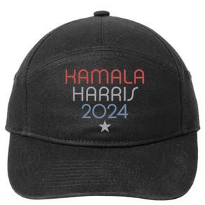 Modern Minimalist Faded Red White Blue Kamala Harris 2024 7-Panel Snapback Hat