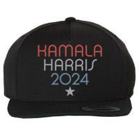 Modern Minimalist Faded Red White Blue Kamala Harris 2024 Wool Snapback Cap